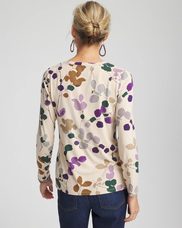 Touch of Cool Sprig Dot Long Sleeve Layering Tee - image 3